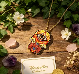 Women's Hamsa Hand & Evil Eye Protection Amulet Necklace - Modern Y2K Costume Jewelry, 2026 Mother's Day Gift