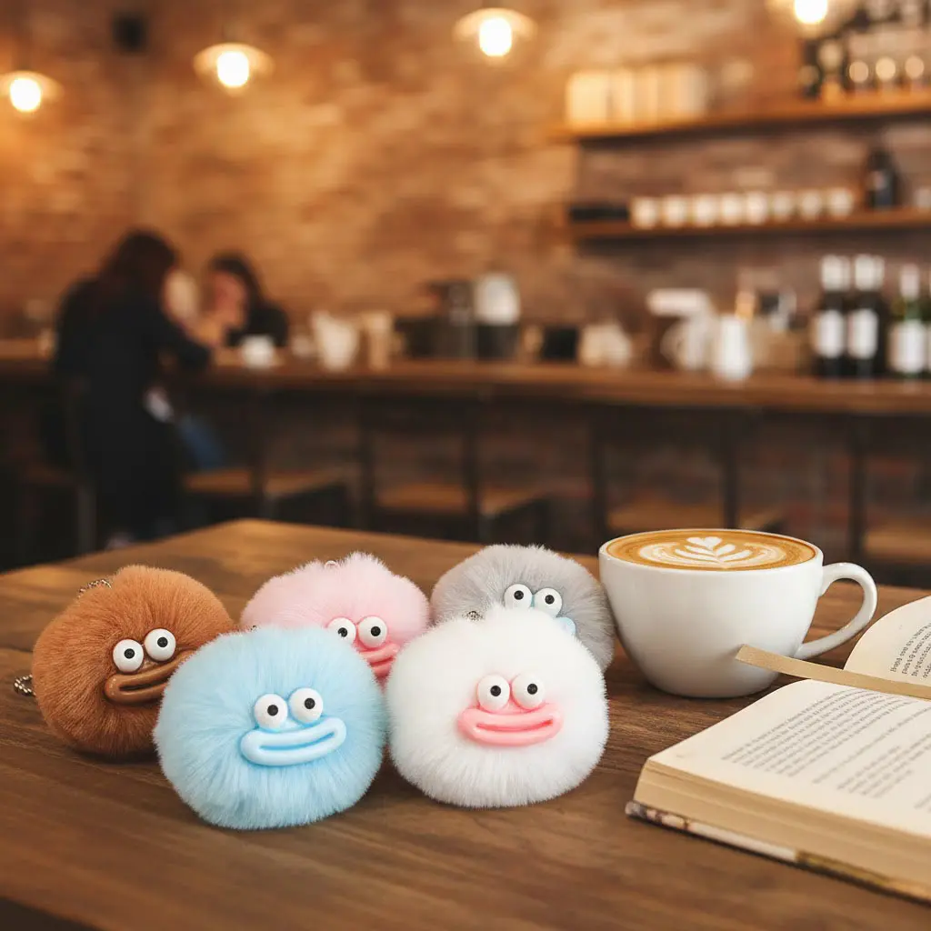 Funny Big Lips Duck Pom Pom Keychain Soft Fuzzy Furry Ball Key Chain, Cartoon Monster Plush Bag Pendant, Cute Aesthetic Jeans Hanging Ornament, Lovely Gift For Teen Girls Bag Backpack Decor Accessories