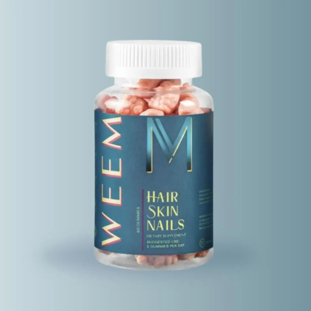 Weem Hair Skin & Nails Gummies - Vegan, Plant Based, Gluten Free. Natural Edible Vitamin Supplement America's #1 Hair Skin Nails Brand.