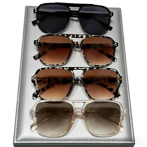 4-Pack Unisex Y2K Fashion Aviator Sunglasses - Polarised Lens, Lightweight Durable Sunglasses (18-26g per Pair), One Size Fits Most, Ergonomic Nose Pads, Versatile Double Bridge for Daily Outdoor Use