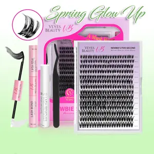 Veyesbeauty VB-Ribbon Cluster Lashes Individual Lash Extensions Layered Wispy Faux Mink Lash Newbie's Five-Second DIY Mixed Length for Self Application Makeup at Home Cosmetic Eyelashes Extensions