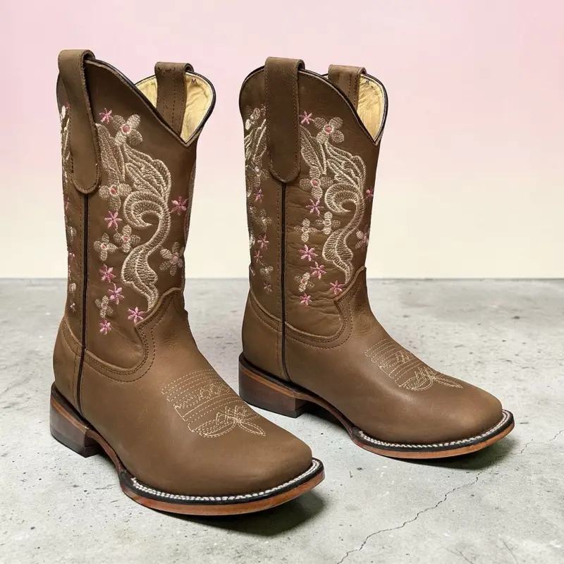 Stephy’s Boots Alicia Women Cowgirl Boots with Square Toe, Genuine Leather
