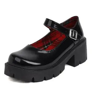 Women's Mary Janes Platform Dress Low Heel Chunky Pumps Round Toe Ankle Strap Pumps Shoes '90s Retro Oxfords Non-tethered for Party Shopping Date Travel WeddingRAIMENTRY