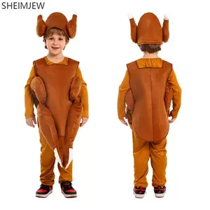 Thanksgiving Unisex Roast Turkey Cosplay Costume Turkey Cartoon Doll Mascot Suits Carnival Party Stage Performance Fancy Dress
