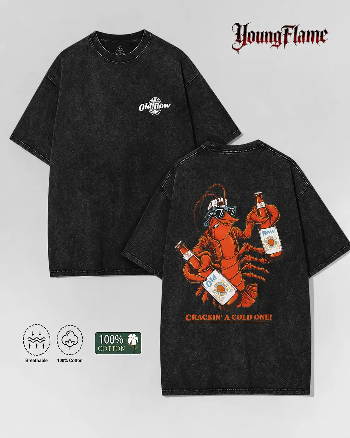 Vintage Acid Wash Crawfish Graphic Tee Summer BBQ Frat Boy Streetwear Y2K Clothing Oversized Top shirts unisex casual streetwear tee trendy short sleeve top loose fit casual shirt cotton t-shirt