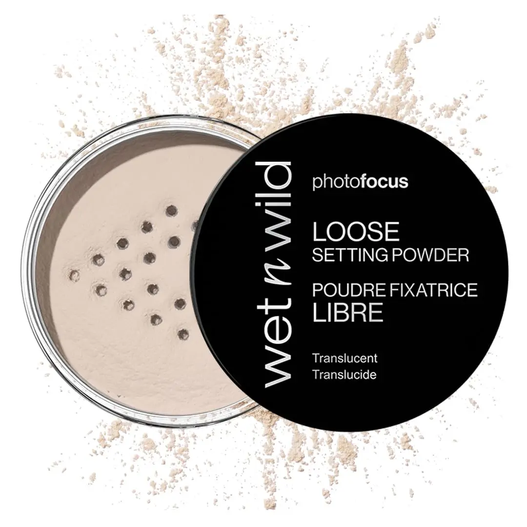 wet n wild Photo Focus Loose Baking Setting Powder, Highlighter Makeup, Fair to Medium & Tan Skin Tones - Translucent Cosmetic