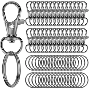 60 count  Making Kit, Including 30 count Keychains Clips Hooks and 30 count Key Chain Rings, Lobster Claw Clasps with Keychains Rings Accessories for Crafts,  Black