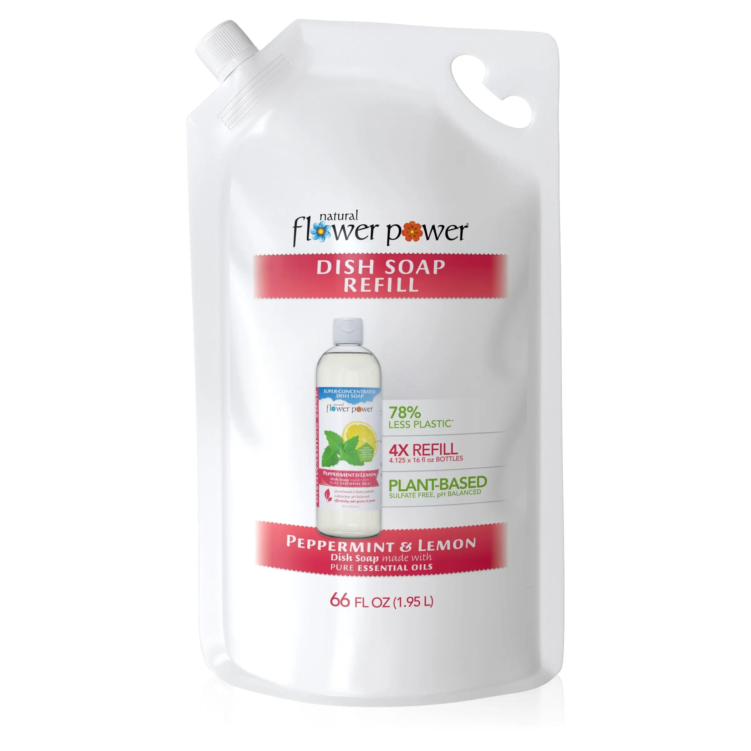 Peppermint & Lemon Liquid Dish Soap 4X Refill
