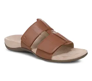 Vionic Leather Adjustable Slide Sandals - Riley Vionic Leather Adjustable Slide Sandals - Riley