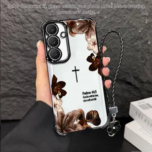 Psalm 46:5 Vintage Dark Floral Art Phone Case,Suitable for [Galaxy S25 Fe] High-end phone case  Lanyard a beautiful four-leaf clover lanyard is included🍀 952