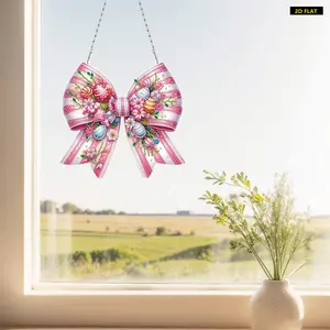 2D FlatEaster Bow 2D Flat DIY Hanging Diamond Art Kits Special Shape Rhinestone Diamond Art Window Pendants Diamond Painting Set Diamond ADiamond Painting Kit is Suitable for Decorations. Create Unique DIY Handicrafts, Making Gifts Distinctive and Unique!