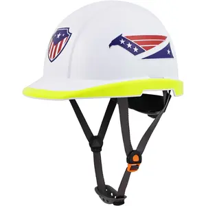 Men Electrician Cap Style Hard Hat Vented Head Protection for Work Adjustable Ratchet Chin Strap Electrical Insulation Up to 20000V Top Impact Resistant P0 White