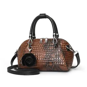 Light Luxury Crocodile Pattern Boston Bag, Wide Shoulder Strap Burden-Reducing Handbag, Large Capacity Mini Crossbody Bag, Daily Storage Casual Shopping Women's Bag