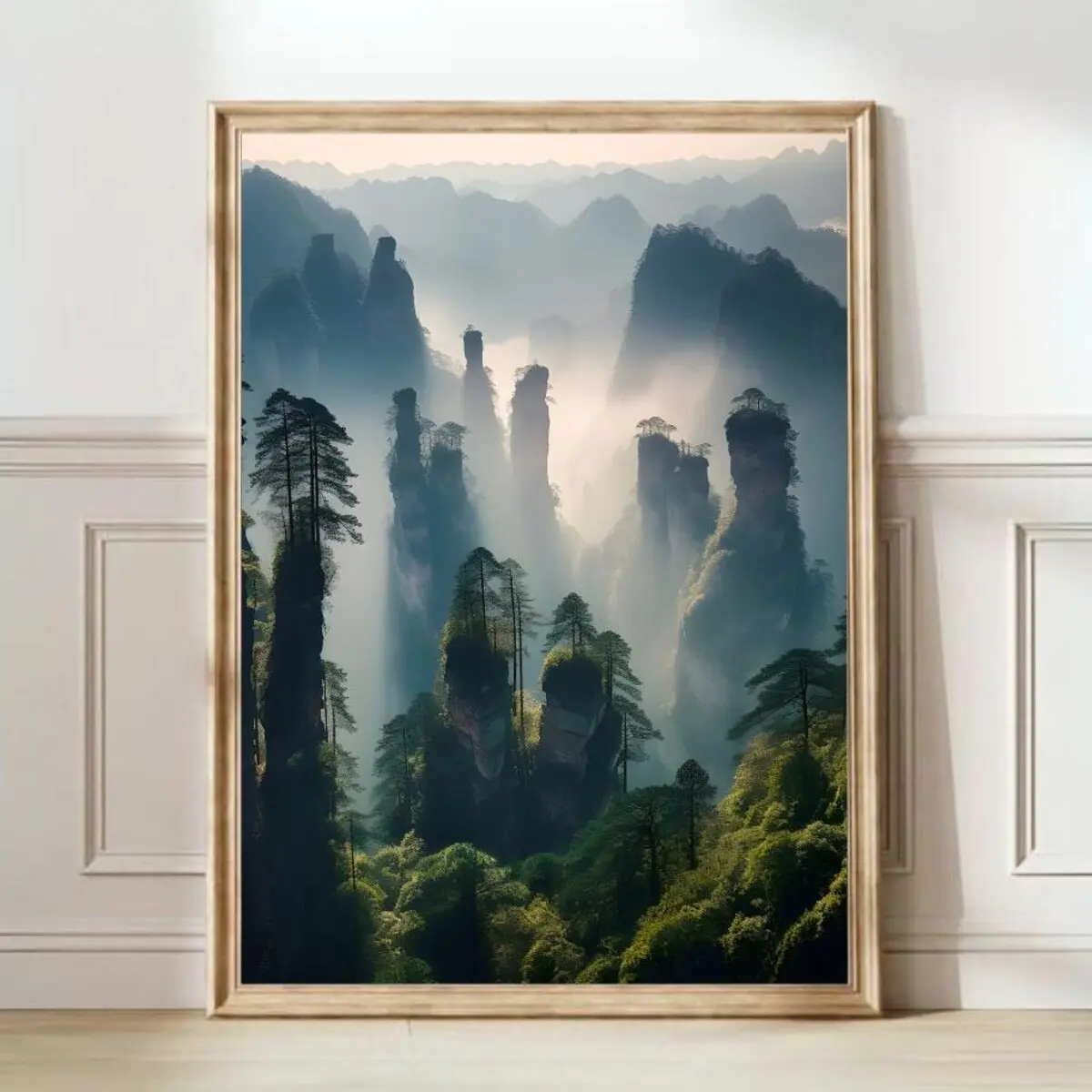 China Print China Poster China Landscape Print Mountains Poster Zhangjiajie Print National Park Tianzi Shan Mountain Print Travel Poster, Unframe | 5 size, 8x12 to 27x40 inchd