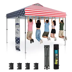 [Waterproof & UV-Resistant] PHI VILLA 10x10ft/ 12x12ft Pop-up Canopy Tent, Instant Portable Canopy Tent Outdoor Gazebo, One-Push-To-Lock Outdoor Gazebo with Roller Bag