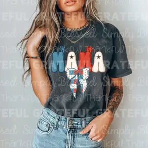 Patriotic Mama Bow DTF Transfers - THIS IS NOT A SHIRT