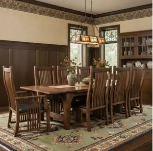 Mission Style Leaf Table-High Back Chair Dining Set-2 Color Available