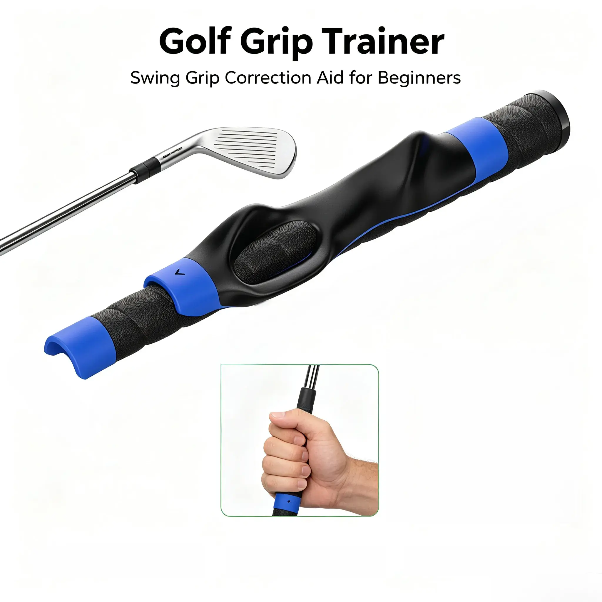 Rubber ABS Golf Grip Trainer Cover - Golf Club Hand Position Corrector, Swing Stabilizer, Strength Enhancer for Indoor-Outdoor Training