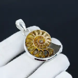 Ammonite Pendant, Ammonite Gemstone, 925 Sterling Silver Pendant, Natural Ammonite Gemstone, Healing Crystal Pendant, Necklace For Gifts