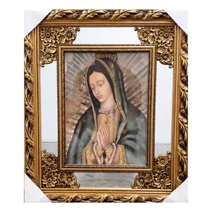Virgen De Guadalupe 20"x26" -Gold Tone Mirrored LED Lights Inside Frame Medio Cuerpo O Varios Santos  Our Lady Of Guadalupe With Glass Fino Fancy Imagen Image Cuadro Mother Mary Virgen Maria