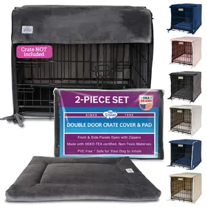 Pet Dreams Dog Crate Cover & Mat- Breathable Non-Toxic Kennel Topper for Double-Door Crates, Fits iCrate Dog Cages 18, 24, 30, 36, 42, 48 Inches