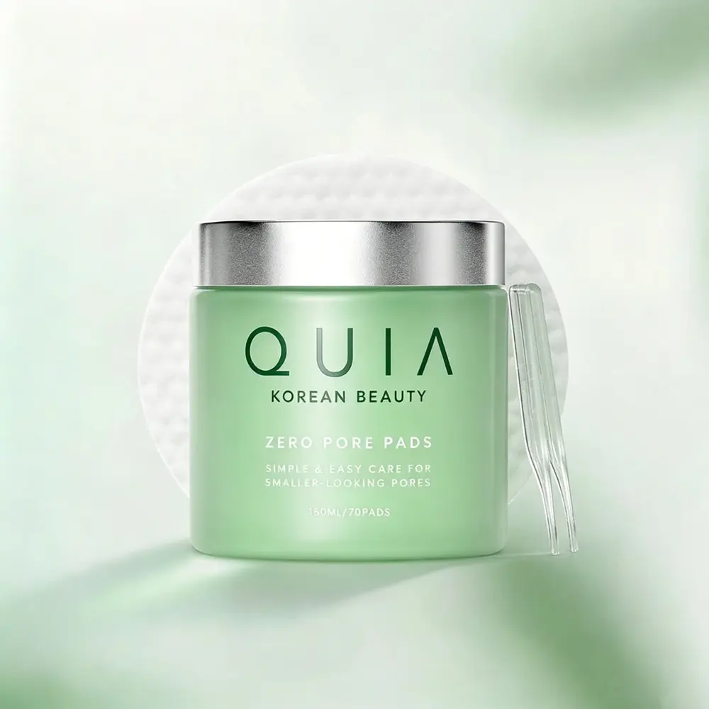 QUIA Dual-Action Toner Pads 70 Count, Korean Textured Soft Pads with Gentle PHA Exfoliation, Hydrating Skincare to Minimize Pores & Control Blackheads Blemishes for Sensitive Skin