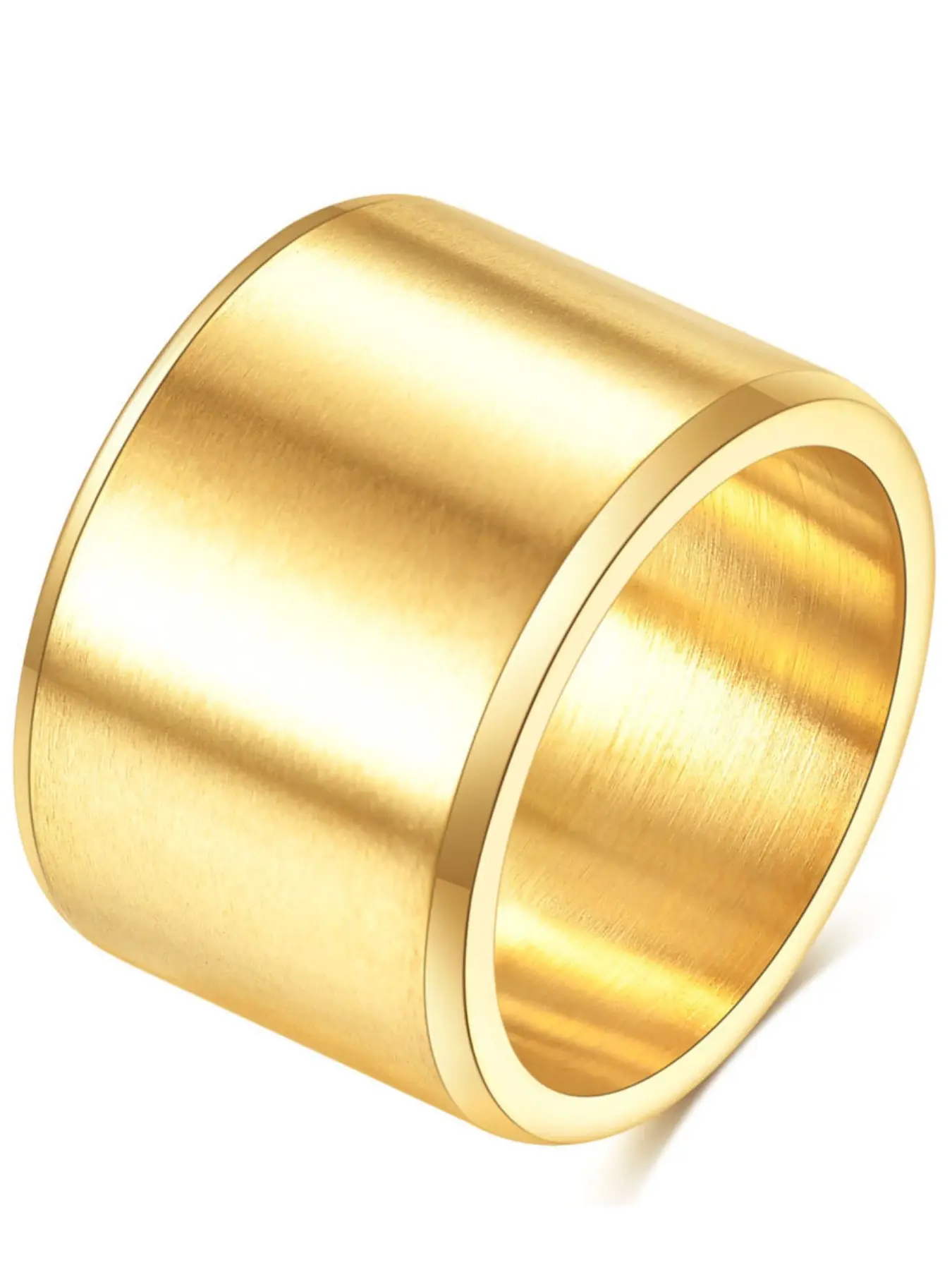 15mm Large Simple Stainless Steel Ring, Matte Brushed Flat Vintage Ring, Unisex Fashion Jewelry, Durable and Stylish