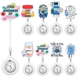 8 count Retractable Nurse Watch for Nurse  Appreciation  Clip on Lapel Watch Brooch Decoration Badge Reel