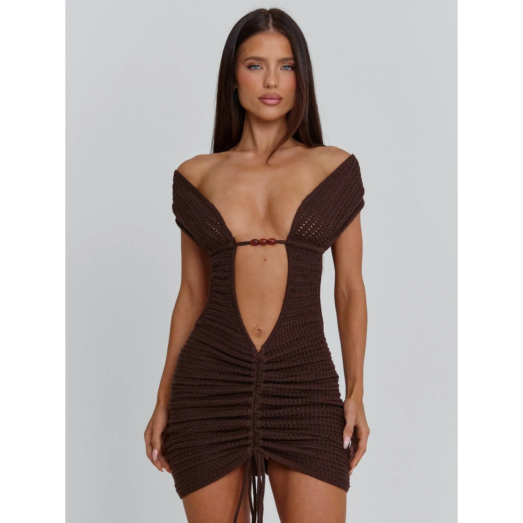 alia mini dress chocolate alia mini dress chocolate Draped Open-Back A-Line Mini Dress in Chocolate Brown