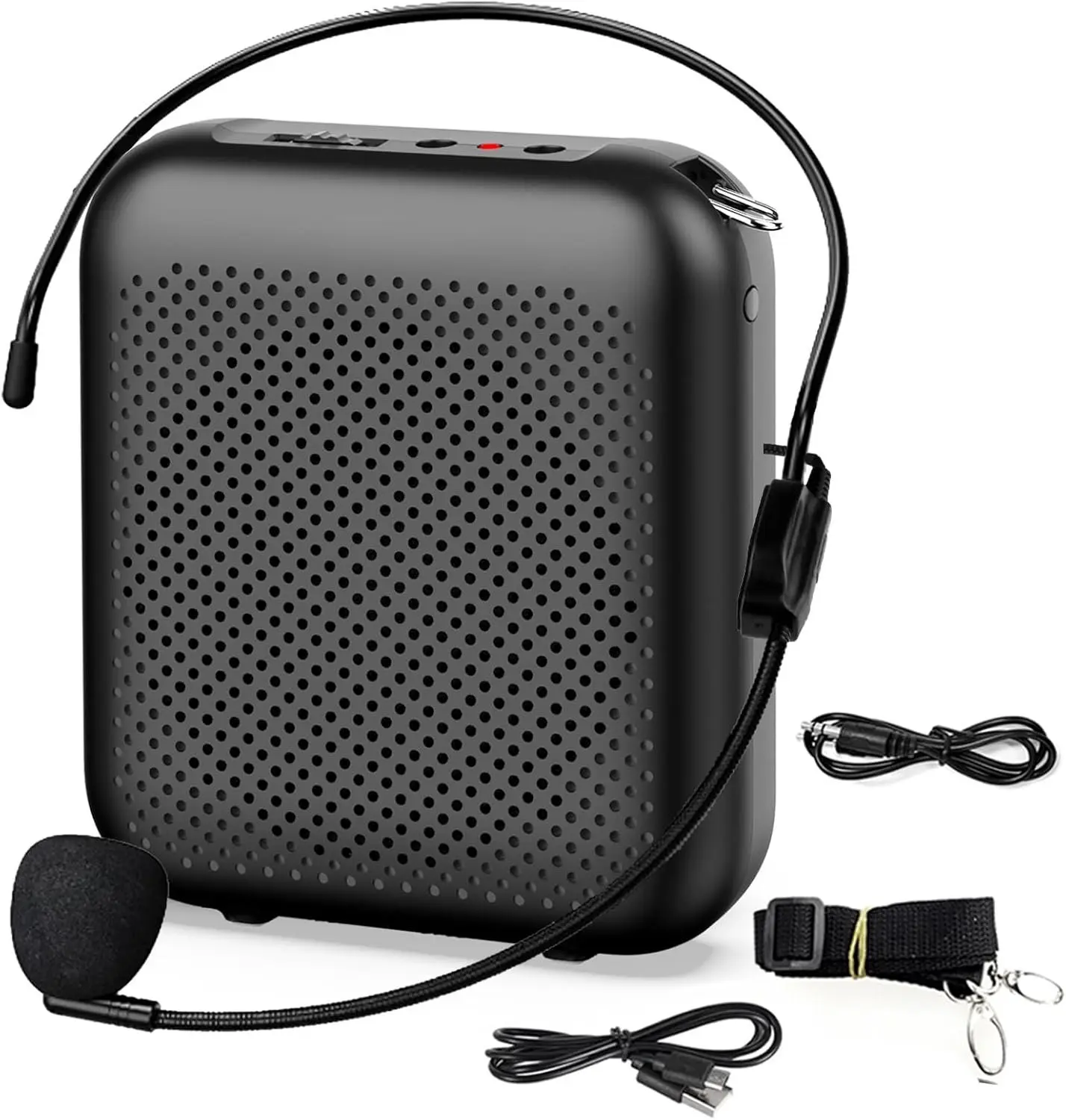 Voice Amplifier, Power Amplifiers, Portable Mini Wired Microphone Headset for Teacher Classroom & Outdoor Lectures, Teaching, Tour Guides, USB-C Rechargeable - 2000mAh, Black