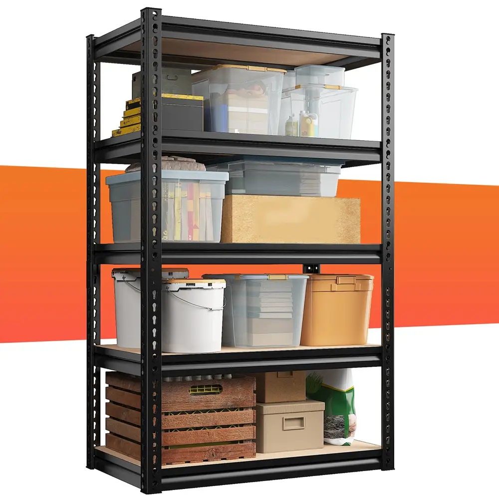 Raybee Garage Shelves Classic 5-Tier Metal Storage Shelving Unit Height Adjustable Utility Racks for Craft Warehouse Pantry Kitchen Organiser Shelf
