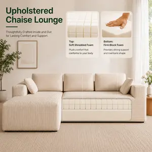Classic Corduroy Velvet Fabric Modular Sofa - L/U-Shape Multi-Module Sectional, Cloud-Soft Convertible Seats, Space-Saving Design for Apartments, Ships in Boxes