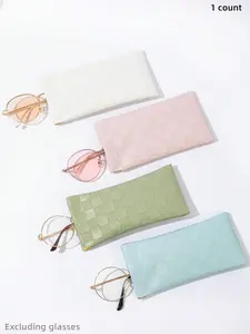Fashionable Solid Color Glasses Case, Cute PU Leather Glasses Pouch, Portable Glasses Storage Bag, Eyewear Accessories for Women & Girls