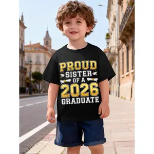 Proud Sister of A 2026 Graduate  Class 2026 Graduation Funny Awesome Graphic Kids' Quick Dry Moisture-Wicking T-Shirt, Breathable Lightweight Athletic Tee for Boys Outdoor Sports