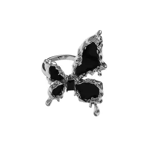 Shamrt High-end gothic dark style handmade butterfly ring.