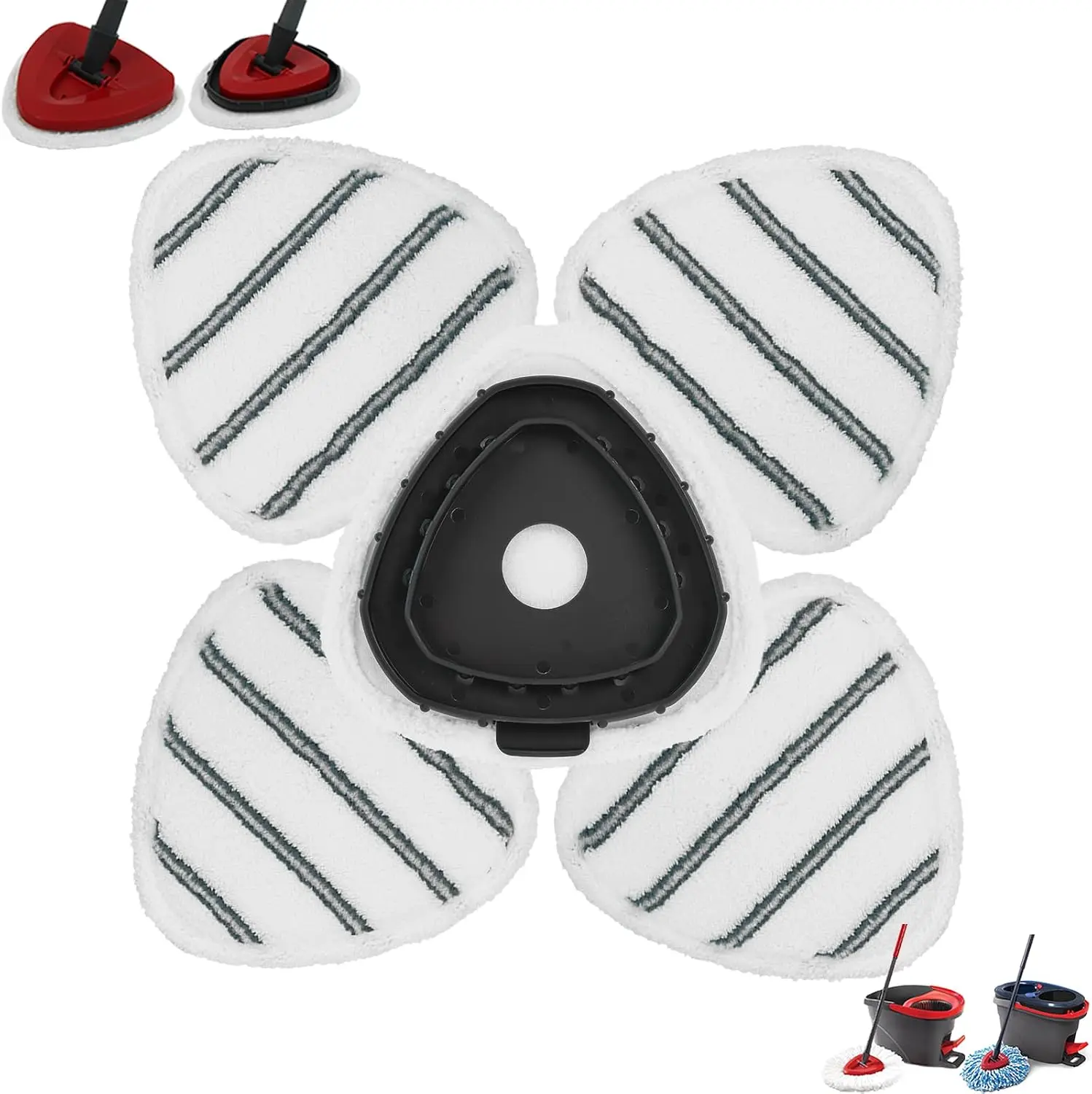 4-Pack Microfiber Flat Mop Head Refills Compatible with O-Cedar EasyWring and RinseClean Systems