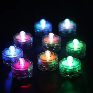 Set of 12 Submersible Led Tea Light, Waterproof Underwater Wedding Tealight, Multi-Color Changing Light, Batteries Included