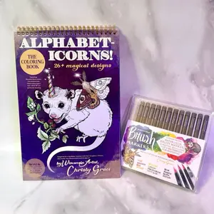 Combo - Alphabeticorns! The Coloring Book and Marker Set