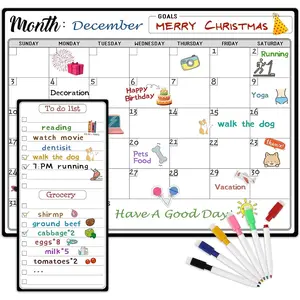 Magnetic Dry Erase Refrigerator Calendar with Markers - 15" x 11" Monthly Fridge Calendar & Today List, Back Magnet Fridge Whiteboard for Daily Planning