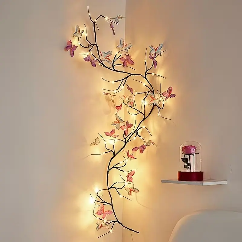 Butterfly String Lights 1.3m-30led & 1.8m-54led, Warm Light, USB Powered, 8 Adjustable Modes, Indoor Outdoor Wall Decoration