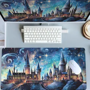 Magic Castle Pattern Gaming Mouse Pad Extra Large Computer Mouse Pads for Desk XXL Mouse Pad for Laptop Big Mouse Pad Extended Mouse Pad with Non - Slip Rubber Base Stitched Edge for Home and Office Desk Accessories