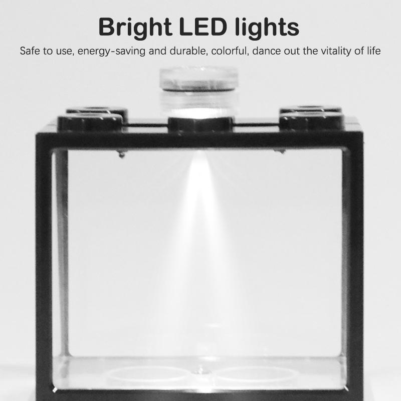 Aquarium Mini Fish Tank Reptile Pet LED Light Box Stackable Aquarium Cylinder Landscape Seaweed For Home Office Decoration