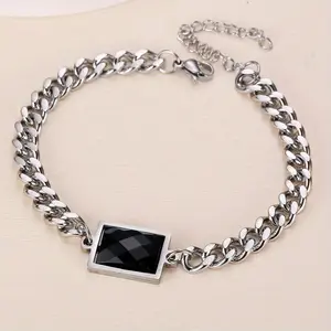 Fashionable Black Synthetic Zircon Women's Bracelet, Featuring A Lightweight and Luxurious Stainless Steel Design, Modern and Minimalist Style, Suitable for Daily Wear, Showcasing Elegance and Sexiness, Suitable for Various Occasions