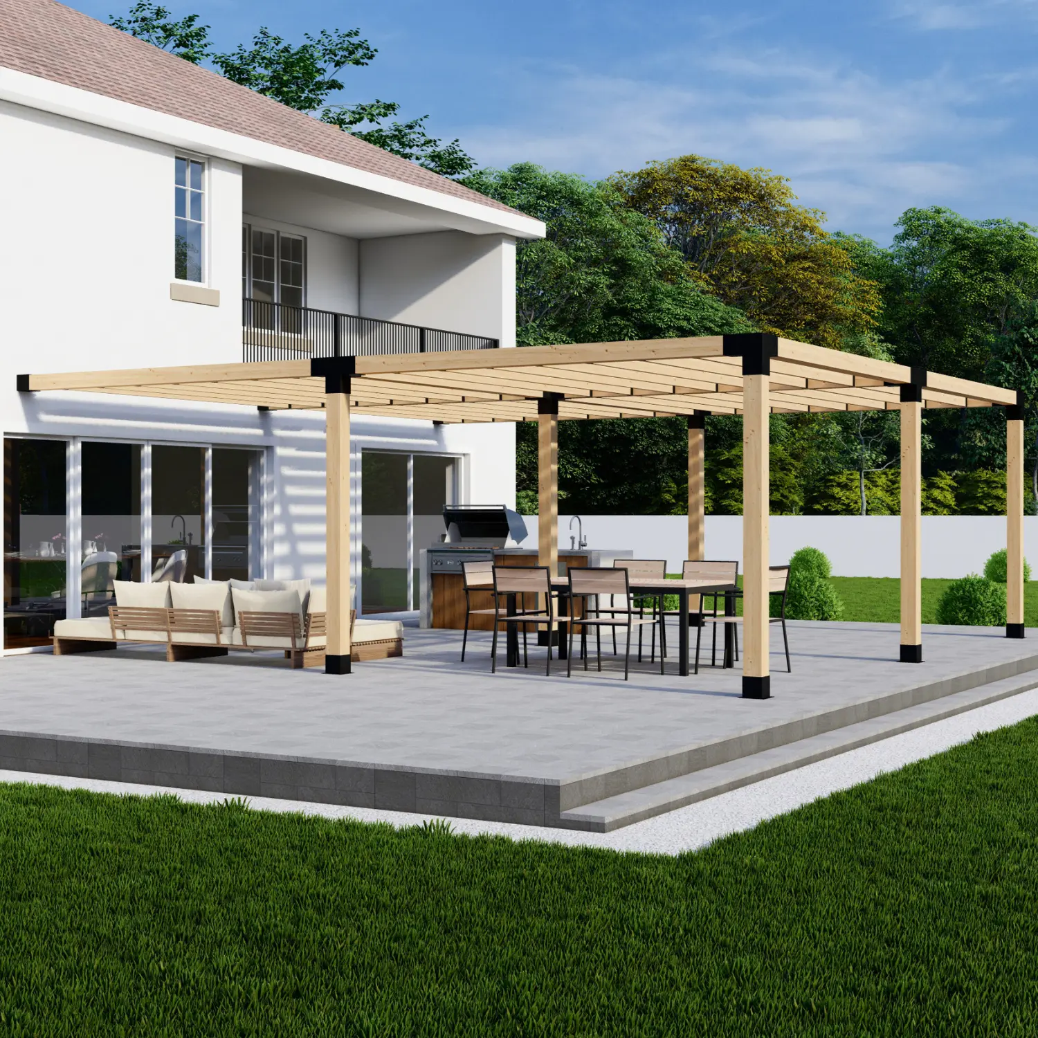 DIY Pergola Kit for a 4-Block Attached Pergola Up to 24' x 24'