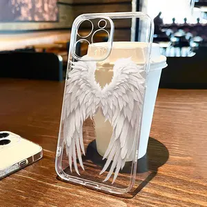 Transparent shell little angel wings TPU anti-drop all-inclusive precision protective case is suitable for Apple iPhone6/7/8/X/Xs/Xr/Xs Max/11/12/13/14/15/16/17Pro Max is suitable for couples, women, daughters and boyfriends, girlfriends, teenagers,