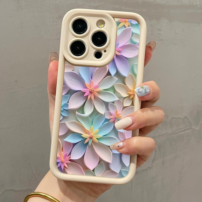 Flower Pattern Phone Case, 1 Count Anti-drop Cellphone Protective Case ...