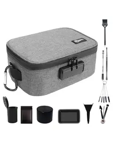 Odor-Resistant Storage Case with Lock & 11pcs Accessories – Waterproof & Discreet Organizer for Home, Travel, Kitchen, Grey