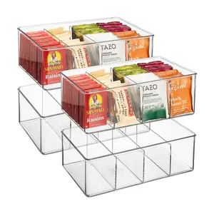 Sorbus Set of 4 Clear Storage Bins with Dividers
