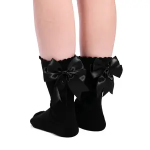 Black Ribbon Socks Womenswear Cutie Soft