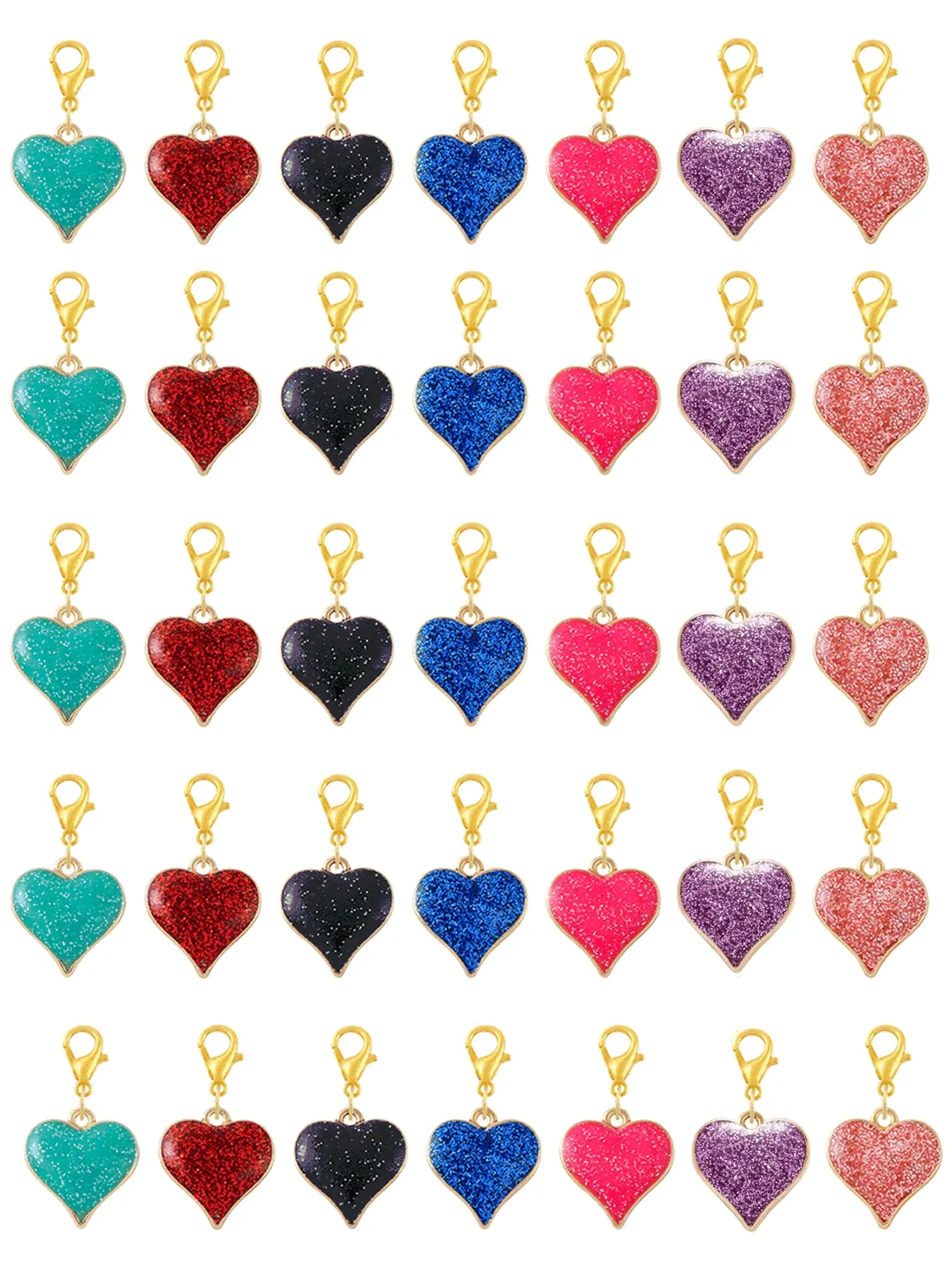 35pcs Pearl Glitter Heart Design Keychain Set, Fashionable Alloy Keychain, Bag Charm Accessories, Party Gift, Valentine's Day Present, DIY Jewelry Making Kit